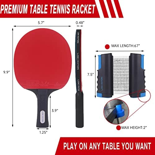 Set stolnog tenisa, prenosivi tenis za stolni tenis Dvostruki sloj kućišta, ping pong set, profesionalni