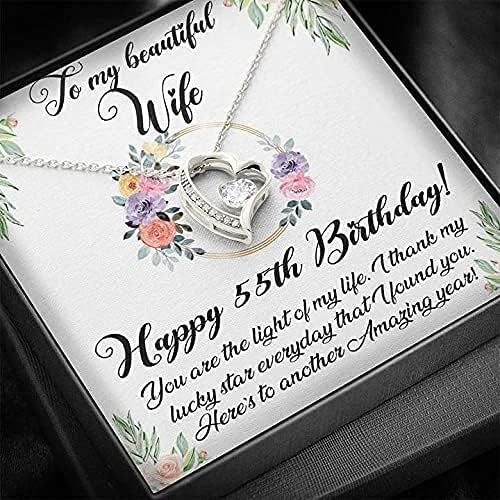 Nakit za poruke, ručno rađena ogrlica - sretna 55. rođendan ogrlica za ženu, do moje prekrasne supruge 55