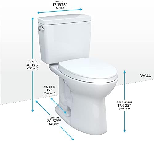 TOTO Drake dvodijelni izduženi 1,28 GPF univerzalne visine Tornado FLUSH WC sa Cefiontect i SoftClose sjedištem,