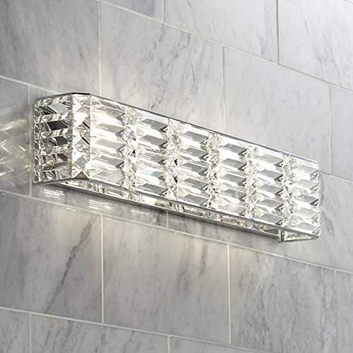Possini Euro Design Vivienne moderna zidna lampa hromirana Srebrna metalna ožičena 35 široka svetlosna