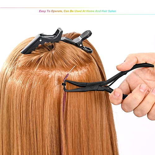 EHDIS Hair Extension beading Tool Kit Stainless Steel Hair Extensions Micro link Bead Closer and Remover klešta set, perle hair Pulling Hook & amp; Micro ring Loop Set alata
