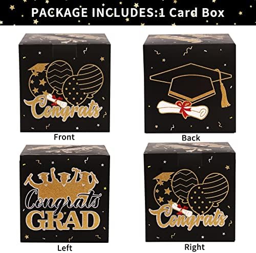 POPGIFTU kutija za diplomske kartice, crna & amp; Zlatna svjetlucava čestitka kutije za držače kartica za