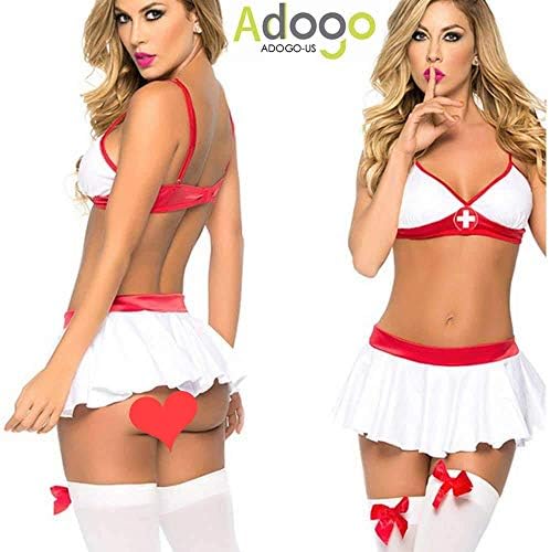 ADOGO donji veš seksi kostim Outfit Set Babydoll spavaća soba za medeni mjesec Cosplay medicinska sestra odjeća odgovara slobodnoj veličini, bijela, velika
