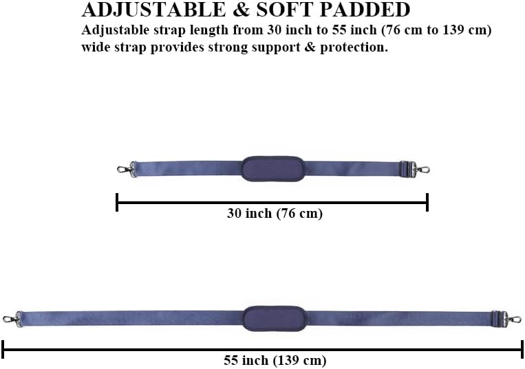 Meffort Inc Podesiva 55-inčna meka podstavljena naramenica zamjena metalnim kukama za putnu torbicu za Laptop