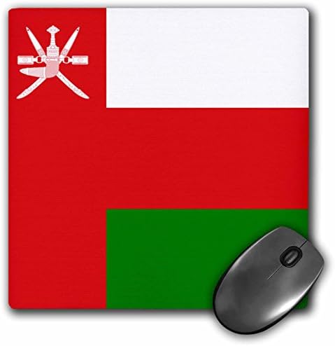 3drose podloga za miša Zastava Omana-Omani Bijela crvena zelena-Khanjar oo Sayfain bodež i nacionalni grb dva mača Arab - 8 x 8 inča