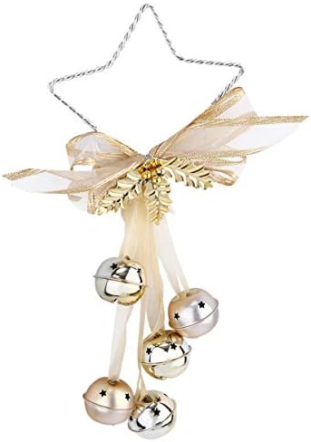 Toyandona Christmall Bell Božić Jingle Bell Vješalica za vrata Metalna zvijezda Ornamenti zvona Xmas Tree Bell sa lukom za DIY viseće zanat 31x15x8cm Jingle Božićna zvona