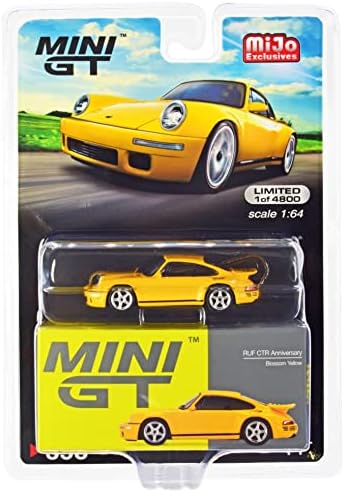 Truescale Miniatures RUF CTR godišnjica Blossom Yellow W / Black Stripes ograničeno izdanje na 4800 komada širom svijeta 1/64 Diecast Model Car by true Scale Miniatures MGT00358