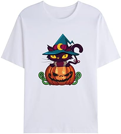 Vrhovi za muške kratke rukave majica slatka Halloween Pumpkin Print Crewneck Casual Darly Shirts