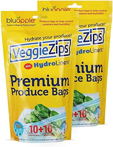 Bluapple VeggieZips Premium proizvode torbe za skladištenje-proizvode torbe za uštedu hrane + Hidrolineri