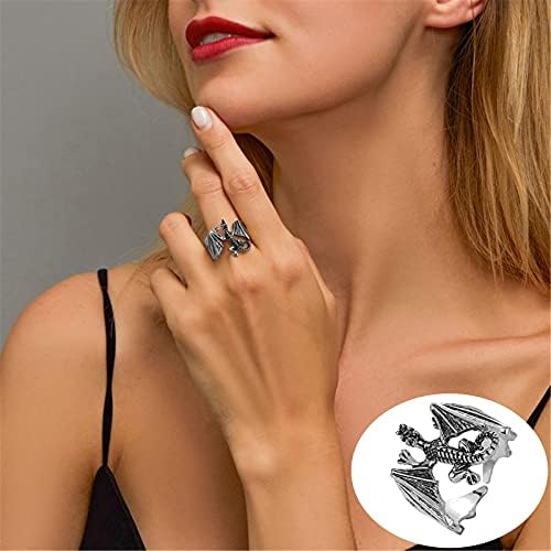 Noć vještica Gothic Retro Wing Dragon Ring nakit Creative Open Prstenje prstenje jednostavne slatke prstenove djevojke trendi