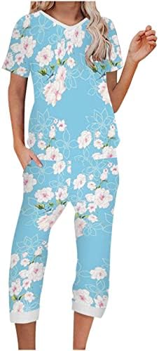 Dame pantalone postavljaju pamučne grafičke ispis cvjetnih hlača za teen djevojke Ljeto Fall GL GL