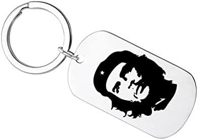 XCFS 2kom / Set Che Guevara portretna roba od nehrđajućeg čelika medicinski Alert ID Privjesci za pseće oznake ogrlica i privjesak za ključeve za muškarce žene, Osmougao ili vojne oznake dizajn