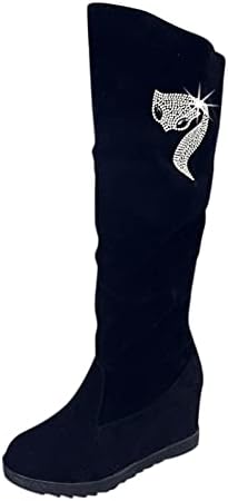 Žene nad koljenom čizme umetaju žensku petu elastičnost visoke zimske pamučne visine duge jesenske čizme koljena