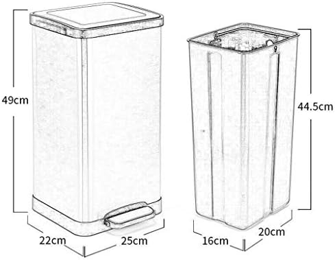 WXXGY CARBAGA CAN, nehrđajući čelik Kantu za smeće može pravougaonici kućanski kupatilo dnevni boravak spavaća soba kuhinjski otpad s poklopcem / bijeli