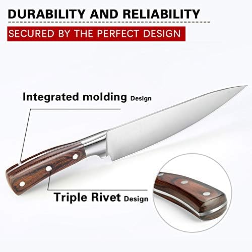 OWUYUXI profesionalni kuharski nož 8 inča, kuhinjski nož od aus-10V Super nerđajućeg čelika, kuharski nož sa ergonomskom ručkom sa trostrukim zakovicama,oštar nož za kuvanje sa poklon kutijom