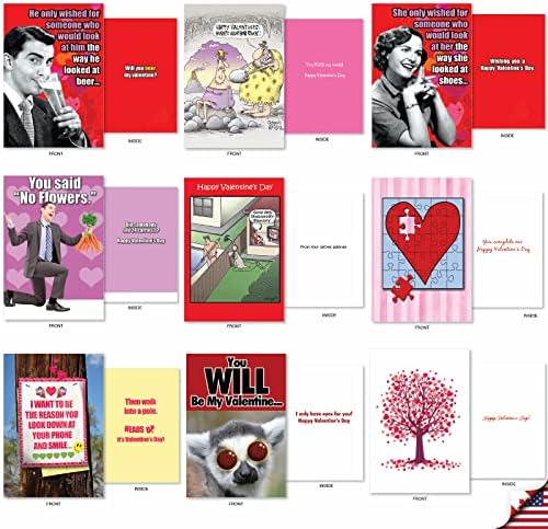 NobleWorks - 36 asortiman Funny VALENTINOVO čestitke Bulk kutija sa kovertama, Loving Humor kartica razne