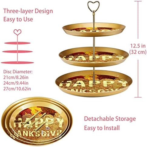 Stalci za torte Set od 3, Sretan Dan zahvalnosti sa javorovim listovima torta postolje za prikaz