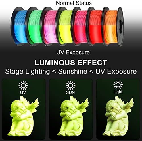 Boao 12 kom Glow u tamnom filamentu fluorescentna boja 3D paket pisača 1,75 mm PLA MULTICOLOR NEON štampanje za umjetnička igračka, 200g po kalemu