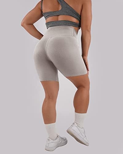 Žene 5 Crossover vježbanje kratke hlače visoke rebraste rebraste podizače biciklistacking trčanje kompresije joga kratke hlače