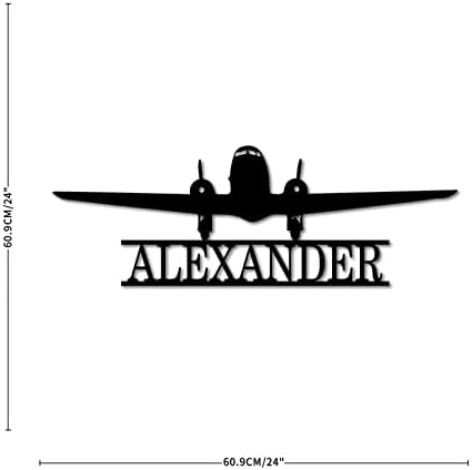 Crna početna podijeljena slova metal viseći znak Personalizirani pilot naziv znaka ukras za dnevni boravak