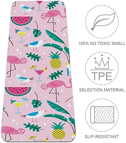 SDLKFRELI 6mm Extra Thick Yoga Mat, Flamingo uzorak Print Eco-Friendly TPE vježbe Mats Pilates Mat sa za