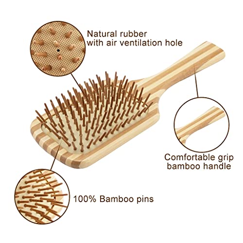 AMERWASH plus prirodne kose od bambusa sa čišćem grabljem za sve vrste kose, bambusova čekinja Pomoć Rast kose,