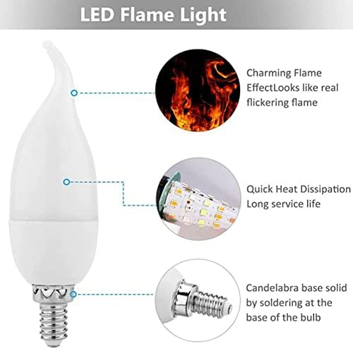 LÜZHONG E12 LED plamen 6 Pack efekat sijalice 3 načina treperenje plamen vrh Candelabra sijalice toplo bijele luster sijalice za odmor Party Decor [Energy Class A++]