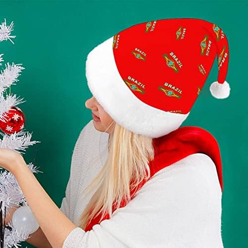 Brazilski Zastava Funny Božić šešir Santa Claus kape kratki pliš sa bijelim manžetama za Božić odmor Party ukras zalihe