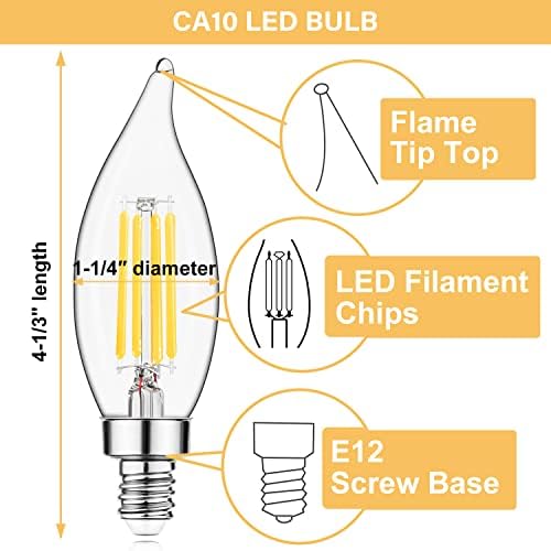 Sigalux E12 LED sijalica kandelabra baza 60 watt 2700k DIM 12PACK A19 ne-zatamnjiva 100 W ekvivalentna 2700k