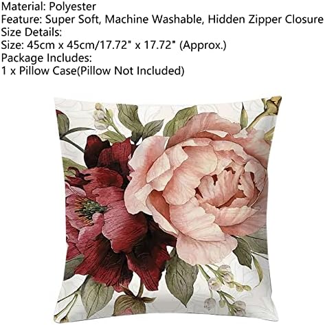 Honrane Cushion Slipcover Hidden Zipper Closer Floral Pattern Cushion Slipcover Non - Shrink