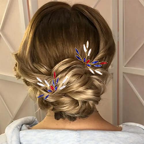 Flatser Wedding Blue Crystal Bride hair Piece Gold Rhinestone Wedding Hair Pins Bridal Hair Accessories
