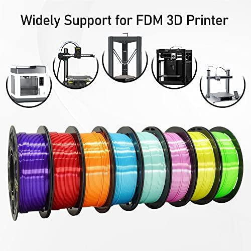 Ttyt3d 1,75mm svilena sjajna ploča 3D filament za štampač 8 svijetlih boja: svile žuto / vapno zeleno / narančasto / nebo plavo / ružičasto / cyan / crveno / ljubičasto, ukupno 2kg 3D štampanje, 250g x 8 kalema