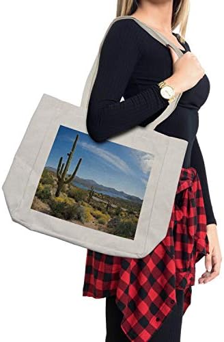 Ambesonne Saguaro torba za kupovinu, veliki kaktus u dolini iznad jezera Bartlett u Pustinjskoj