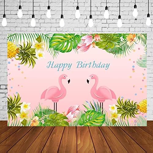 5x3ft Pink Flamingo rođendan pozadina ljeto Tropski ananas Hawaiian cvjetna fotografija pozadina Baby tuš dekoracije Photo Booth torta Tabela Banner W-1889
