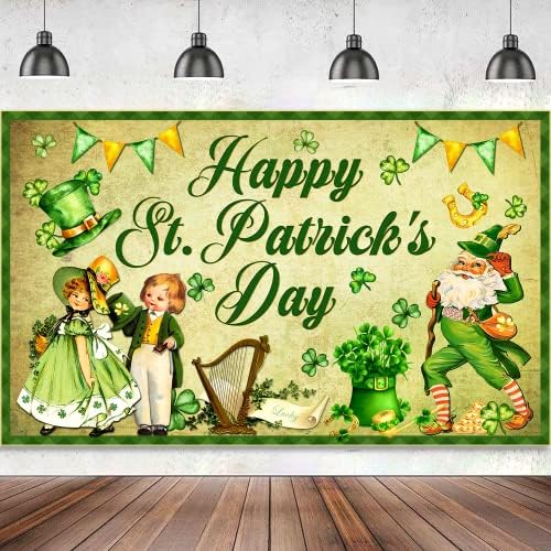 St Patricks dan pozadina, 71 X 43 Vintage Happy St Patricks dan Banner St Patricks dan dekoracije Vintage St Patricks dan Decor Shamrock Irski Luck dan St Patrick pozadina za fotografiju