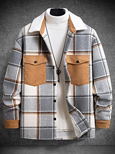 Oshho jakne za žene - muškarci 1pc plaid print zaklopke džep kap za rame