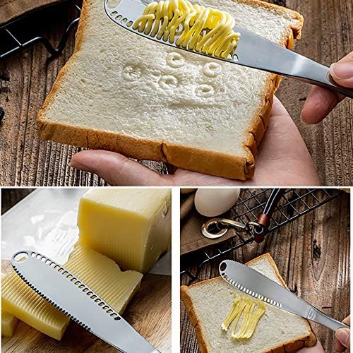 VANRA 4-dijelni nož za širenje putera uvijač za puter uvijač od nehrđajućeg čelika set noža za sir sa nazubljenim rubom, prorezima za usitnjavanje, mjerilom za puter