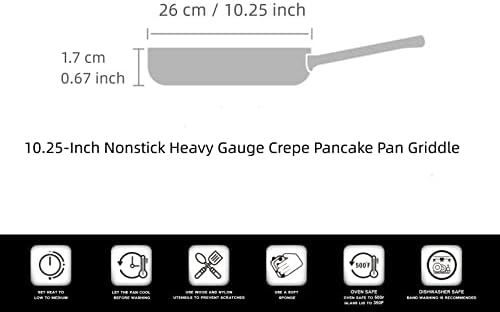 Cook n Home 10.25-inčni Neprianjajući teški mjerač krep tiganja za palačinke, 26 cm, Crna