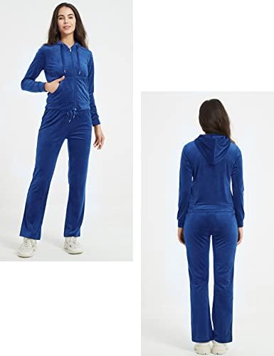 Liki Swan Žene Velor Treacsuit 2 komada Duge rukave s dugim rukavima Jogger Pant Hoodies Dvije komadne