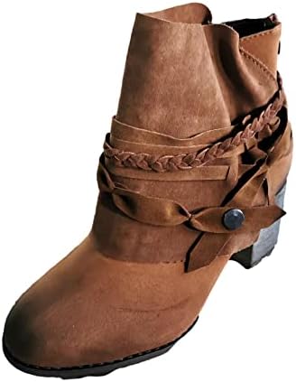 Čizme za gležnjeve za žene Chunky Heel Western Cowgirl Boot Fashion Vintage Suede Suede zavoja za rudarstvo