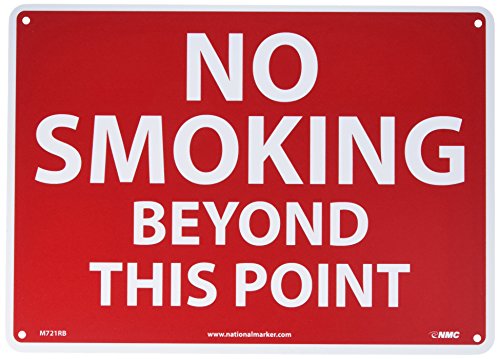 NMC M721RB Ne pušenje izvan ove tačke znaka - 14 inča x 10 in., Bijeli tekst na crvenoj bazi, plastični