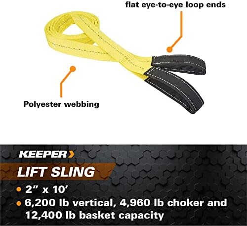 HAMPTON PROD Keeper - 2 x 10' performance Engineered cargo and Load Lift Sling with Flat Loops-Type