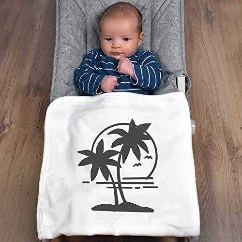 Azeeda 'Palm Drveće i zalazak sunca' Pamuk Baby pokrivač / šal