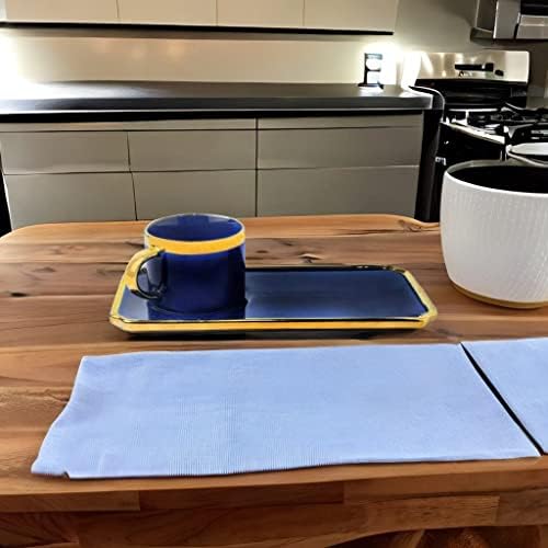 Adablix set kafe i čaja - keramička šolja sa tanjirom za čaj, doručak, desertna ploča, posuda za biskvitu i posluživanje pladnja - plava