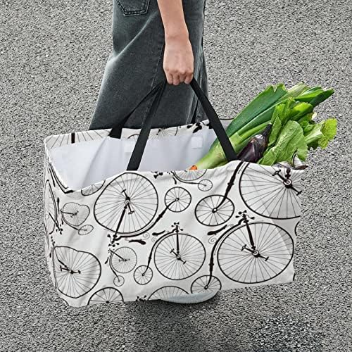 Torbe za namirnice za višekratnu upotrebu,bešavni uzorak za starinske bicikle,lagana reciklirajuća torba za kupovinu s ručkom za namirnice