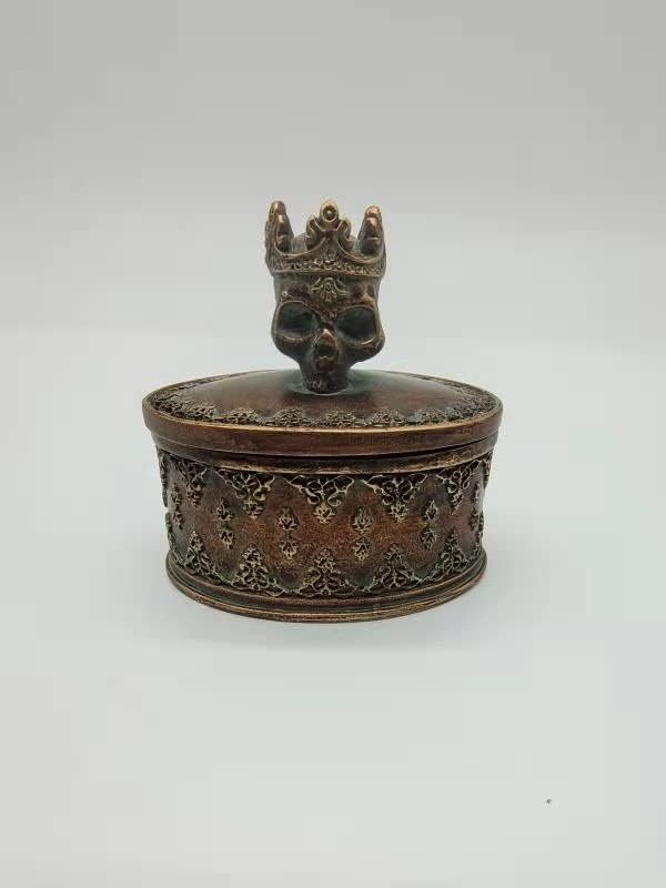S-MANTIS Vintage mini prstenovi Antikne naušnice Mali sitni organizator Skladištenje s gotičkim kruniranim lobanim poklopcem Romantični skeletni ukras za ukrašavanje