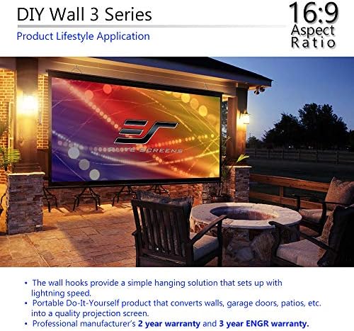 Elite ekrani DIY zid 3, 116-inčni zatvoreni vanjski prijenosni ekran za projektor PVC 16: 9,