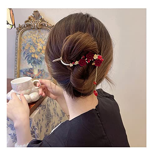2pcs Hair Clip, Red Rose Hair Claws francuski stil Twist Hair Barrette non Slip vilica Banana Hair Accessories za žene