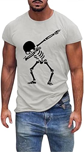 Grge Beuu Halloween Thirsce za muške, mišićne kratkih rukava skelet Print Happy Halloween O vrat