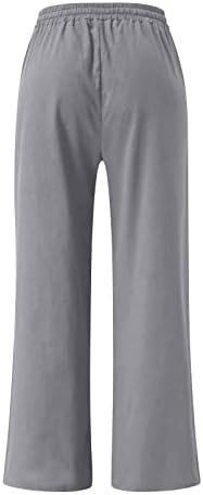 Stanorne hlače široke noge za žene povremene pamučne posteljine vrećaste pantalone sa elastičnom strukom labavim joga boho pantalonama sa džepom